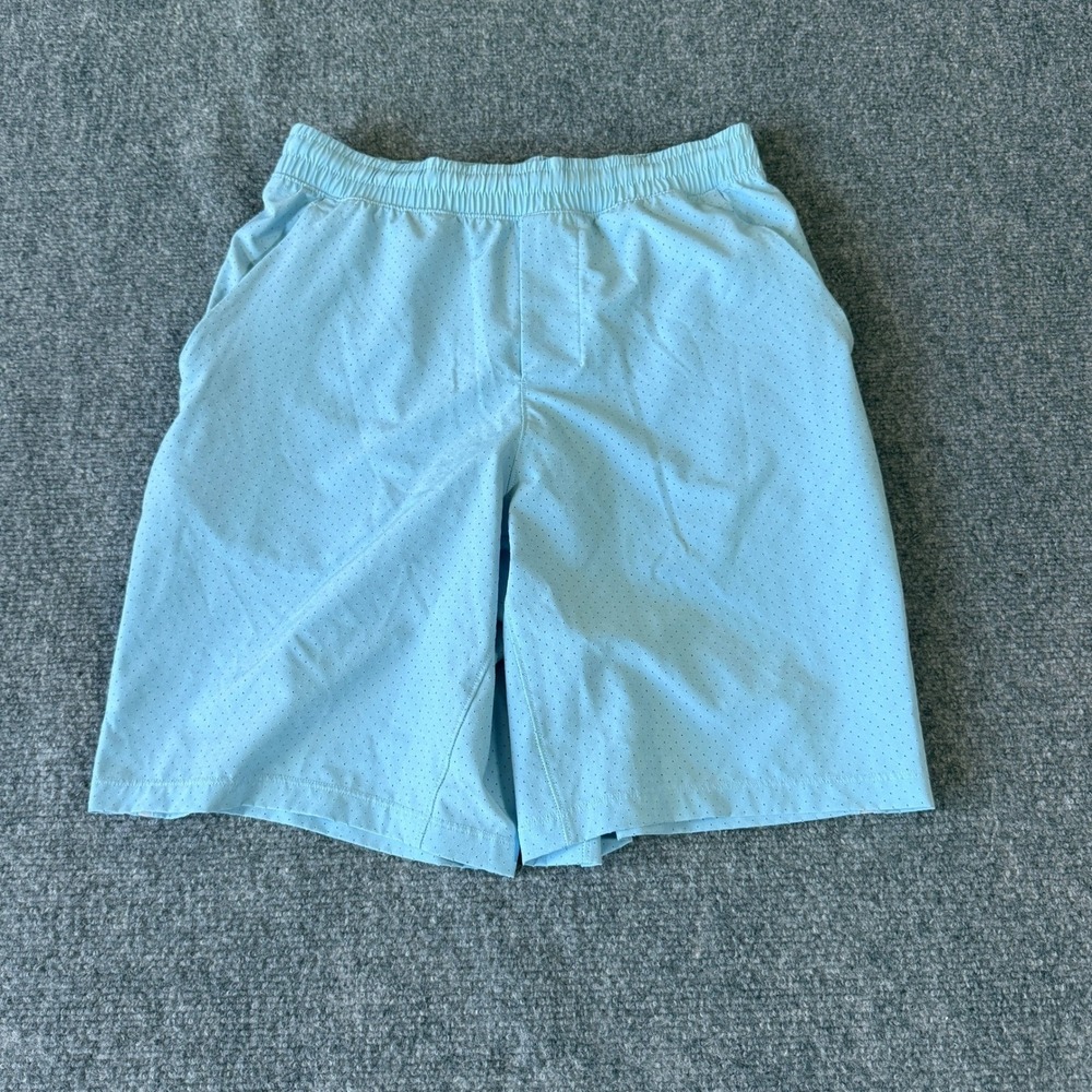 Lululemon Mens Light Blue Perforated Mesh Lined Athletic Training Shorts Size S